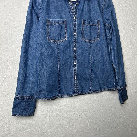Mountain Lake Denim Shirt Size Medium Blue Snap Button Western Classic - Picture 3 of 7